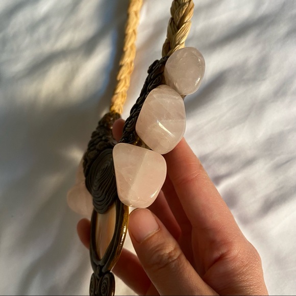 Handmade Artisan Necklace with Pearl and Natural Rose Quartz Stones - Picture 4 of 5